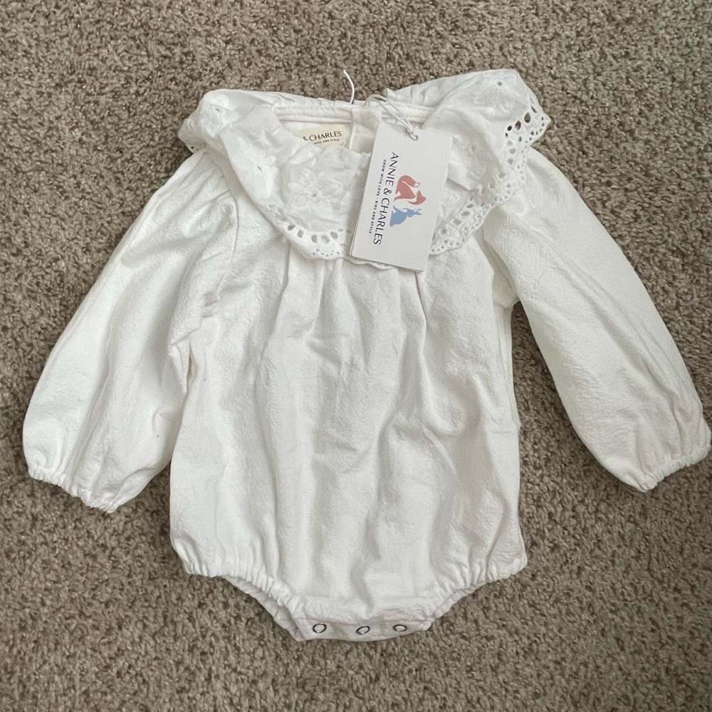White Lace Collar Baby Romper